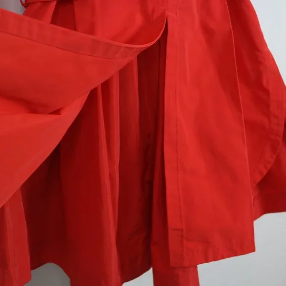 BCBGMAXAZRIA Size XS Poppy Red Short Trench Coat with Skirted Detail - Picture 5 of 12